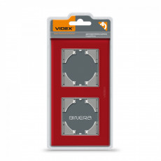 Frame red glass 2 gang horizontal VIDEX BINERA VF-BNFRG2H-RD | VF-BNFRG2H-RD