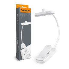 Clip-on dimmable LED work lamp 0.7W 60Lm 3000/4000/6500K VIDEX VL-NL134W – Built-in clip for securely attaching the lamp directly to the book cover | VL-NL134W