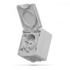 IP65 Single schuko socket, surface mounting, Gray VIDEX BINERA VF-BNW21G-G | VF-BNW21G-G