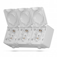 IP65 Triple schuko socket, surface mounting, Gray VIDEX BINERA VF-BNW23G-G | VF-BNW23G-G