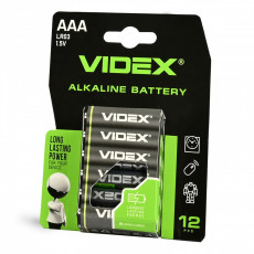 Alkaline battery VIDEX LR03/AAA 12pcs Blister Card 1,5V, 1200mAh | LR03/12B/AAA/1.5V