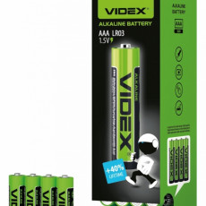 Alkaline battery Videx LR03/AAA 4pcs x 15 = 60 pcs MEGA PACK 1,5V, 1200mAh | LR03/4S/AAA/1.5V