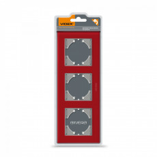 Frame red glass 3 gang horizontal VIDEX BINERA VF-BNFRG3H-RD | VF-BNFRG3H-RD