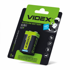 Alkaline battery Videx 6LR61/9V (Krona) 1pcs BLISTER 9V, 600mAh | 6LR61/9V/B