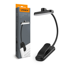 Clip-on dimmable LED work lamp 0.7W 60Lm 3000/4000/6500K VIDEX VL-NL134B – Built-in clip for securely attaching the lamp directly to the book cover | VL-NL134B
