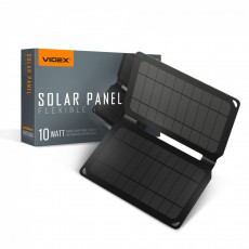 Portable solar charger VIDEX VSO-F510U 10W, panel Mono+ETFE (1 USB port), size 252x163x17mm (opened size 252x325x14mm), IP68, weight 300g | VSO-F510U