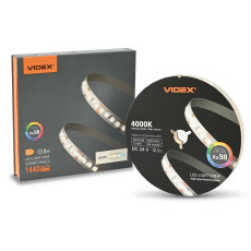LED Strip 5m roll for lighting DC 24V 60W (12W/m), 1440Lm/m, 4000K (neutral white light) Ra98, IP20 VIDEX VL-LST28144-24124-B5 – Cuttable and connectable to the required size | VL-LST28144-24124-B5