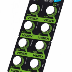 Button cell batteries Videx AG13/LR44 BLISTER CARD 10 pcs | AG13/LR44/10TB/1.5V