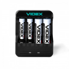 Universal battery charger Videx VCH-N401, Ni-MH/Cd: АА, ААА
Input: Micro USB DC 5V/1A
Output: DC 2.96V 300±30mA x2  | VCH-N401
