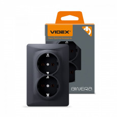 Socket double schuko black graphite VIDEX BINERA VF-BNSK2G-BG | VF-BNSK2G-BG