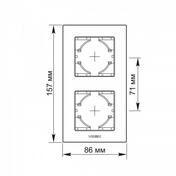 Frame white glass 2 gang vertical VIDEX BINERA VF-BNFRG2V-W