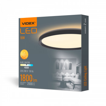 LED Ceiling Light VIDEX LED-CEILING-DL3R-18W-BLACK-4K VL-DL3R-184B