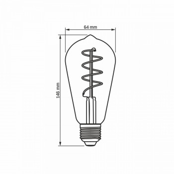 LED Bulb VIDEX-E27-ST64-4W-FIL-DIM-SPIRAL-AMBER-WW