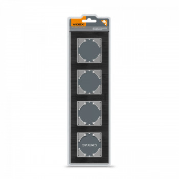 Frame black aluminum 4 gang horizontal VIDEX BINERA VF-BNFRA4H-B