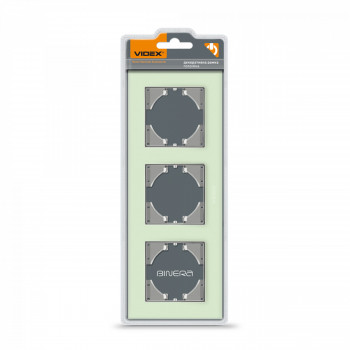 Frame green glass 3 gang horizontal VIDEX BINERA VF-BNFRG3H-GR