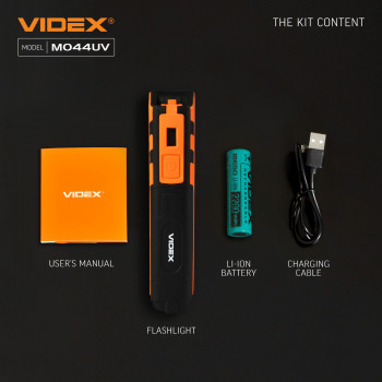 Multipurpose Rechargeable LED Flashlight (switching between Red and UV light) VIDEX VLF-M044UV