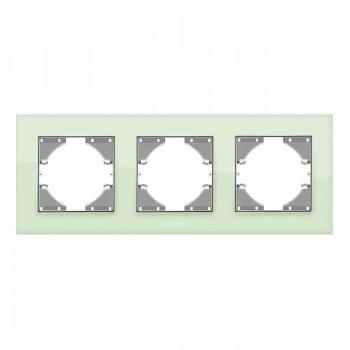 Frame green glass 3 gang horizontal VIDEX BINERA VF-BNFRG3H-GR