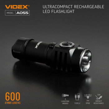 LED Portable Flashlight VIDEX VLF-A055 600Lm 5700K