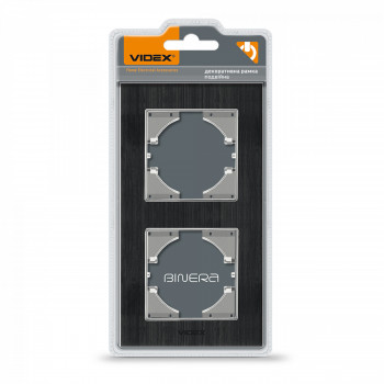 Frame black Aluminum 2 gang vertical VIDEX BINERA VF-BNFRA2V-B