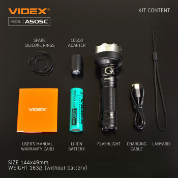 LED Portable Flashlight VIDEX VLF-A505C 5500Lm 5000K