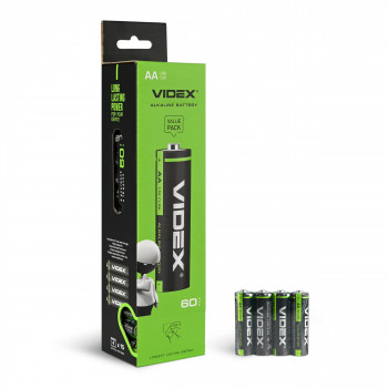 Alkaline battery Videx LR6/AA 4pcs 4pcs x 15 = 60 pcs MEGA PACK 1,5V, 2600mAh