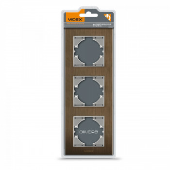 Frame chocolate aluminum 3 gang vertical VIDEX BINERA VF-BNFRA3V-CH