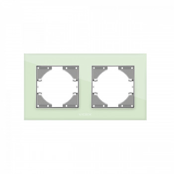 Frame green glass 2 gang horizontal VIDEX BINERA VF-BNFRG2H-GR