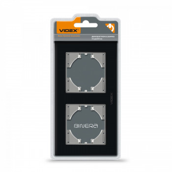 Frame black glass 2 gang horizontal VIDEX BINERA VF-BNFRG2H-B