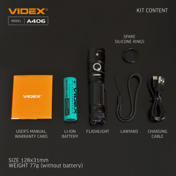 LED Portable Flashlight VIDEX VLF-A406 4000Lm 6500K