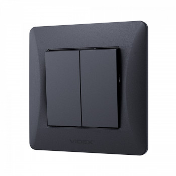 Switch 2 gang 1 way black graphite VIDEX BINERA VF-BNSW2-BG