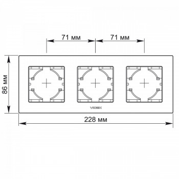 Frame silver aluminum 3 gang horizontal VIDEX BINERA VF-BNFRA3H-SL