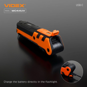 Multipurpose Rechargeable LED Flashlight (switching between Red and UV light) VIDEX VLF-M044UV