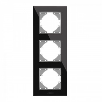 Frame black glass 3 gang vertical VIDEX BINERA VF-BNFRG3V-B