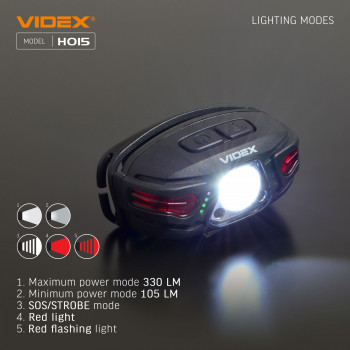 LED Headlamp VIDEX VLF-H015 330Lm 5000K