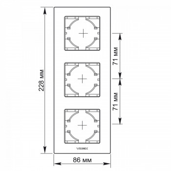 Frame black Aluminum 3 gang vertical VIDEX BINERA VF-BNFRA3V-B