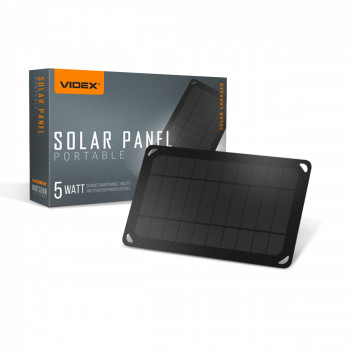 Portable solar charger VIDEX VSO-F505U 5W, panel Mono+ETFE (1 USB port), size 252x155x14mm, IP68, weight 150g