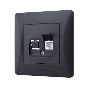 Socket CAT6 single int. black graphite VIDEX BINERA VF-BNSK1PC6-BG