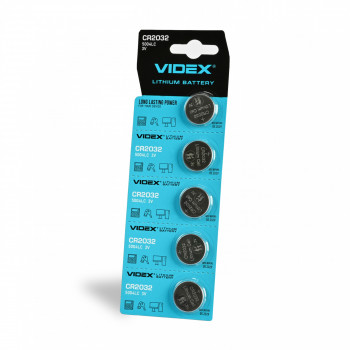 Lithium battery Videx CR2032 5pcs BLISTER CARD, 3V, 220mAh