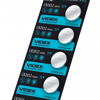 Lithium battery Videx CR2032 5pcs BLISTER CARD, 3V, 220mAh