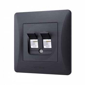 Socket CAT6+CAT6 int. double black graphite VIDEX BINERA VF-BNSK2PC6-BG