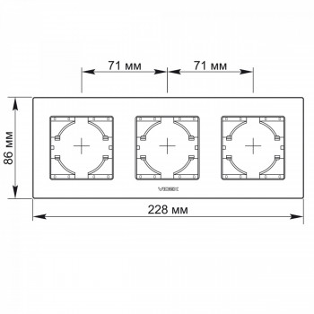 Frame black aluminum 3 gang horizontal VIDEX BINERA VF-BNFRA3H-B