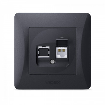 Socket CAT6 single int. black graphite VIDEX BINERA VF-BNSK1PC6-BG