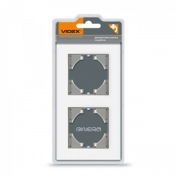 Frame white glass 2 gang horizontal VIDEX BINERA VF-BNFRG2H-W