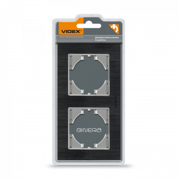 Frame black aluminum 2 gang horizontal VIDEX BINERA VF-BNFRA2H-B