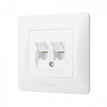 Socket CAT6+CAT6 double int. white VIDEX BINERA VF-BNSK2PC6-W