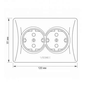 Socket double schuko black graphite VIDEX BINERA VF-BNSK2G-BG