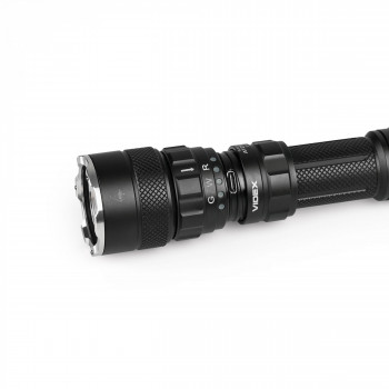 LED Portable Flashlight Tactical (built-in Red/Green light) VIDEX VLF-AT255RG 2000Lm 5000K