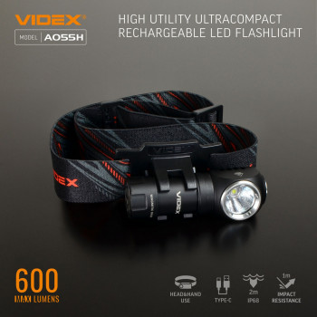 LED Portable Flashlight VIDEX VLF-A055H 600Lm 5700K