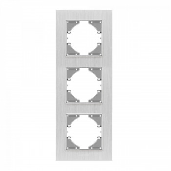 Frame silver aluminum 3 gang vertical VIDEX BINERA VF-BNFRA3V-SL