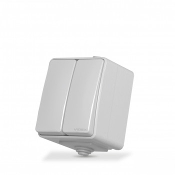 IP65 Switch 2gang 1 way, surface mounting, Gray VIDEX BINERA VF-BNW12-G